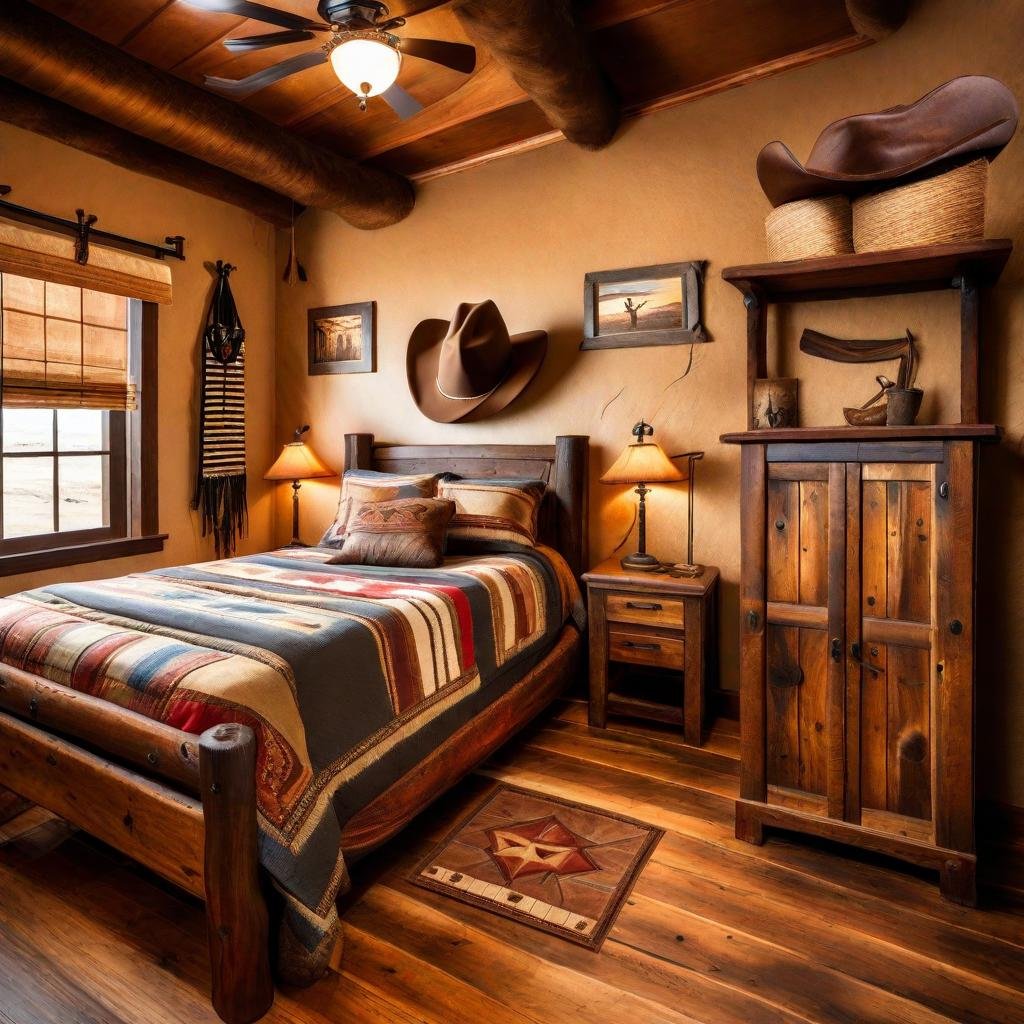 A western bedroom idea with DIY cowboy crafts.