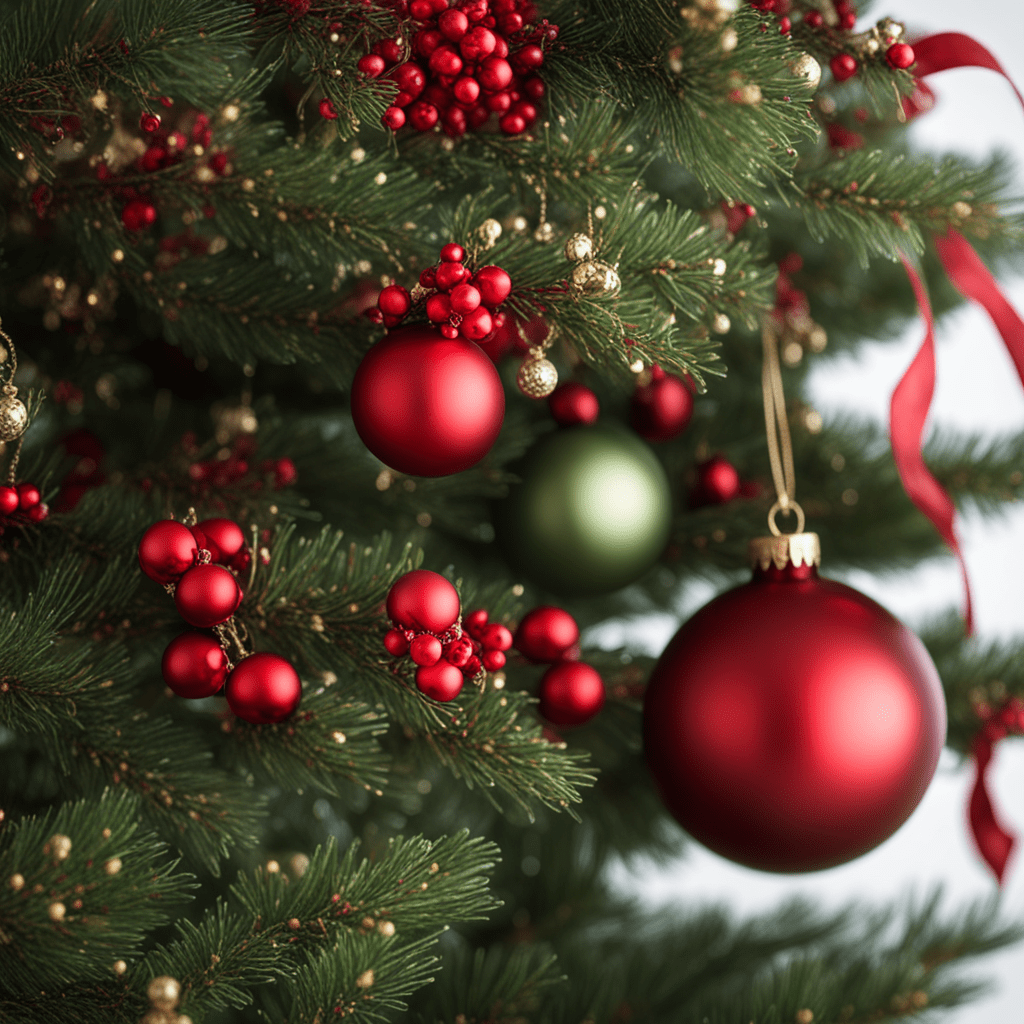 A Christmas tree decorated with Faux holly and berry decorations enhances the natural beauty of the tree.