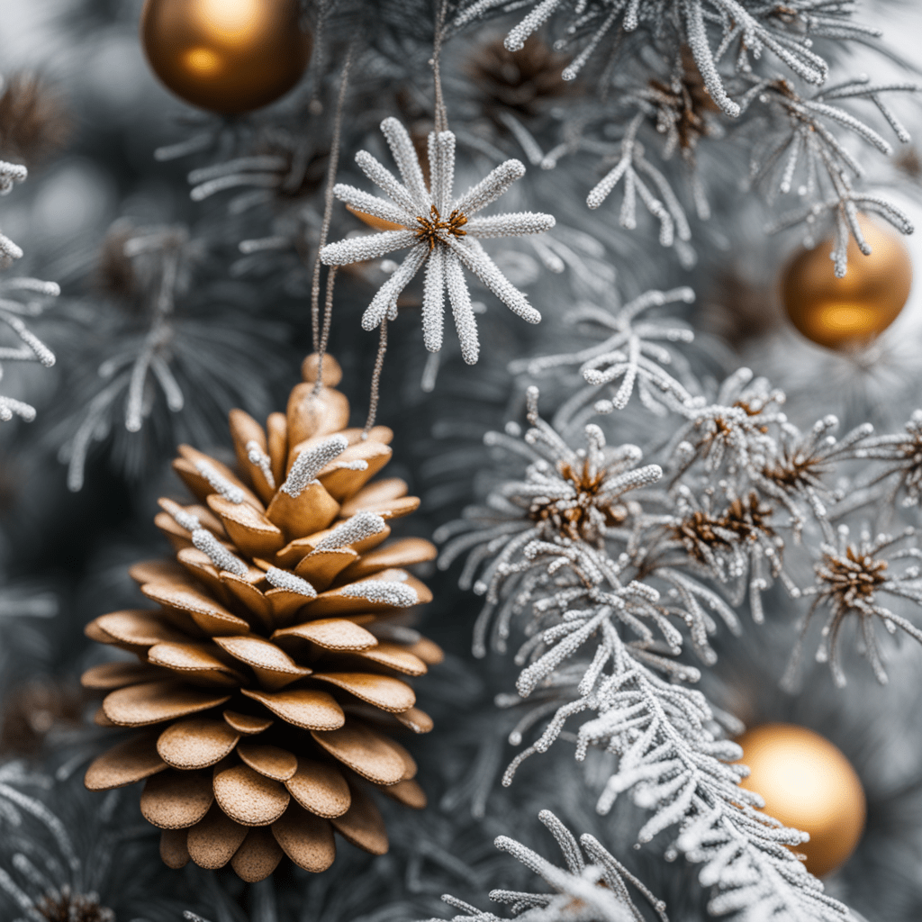 A close up shot of Christmas tree decorated with pinecones.