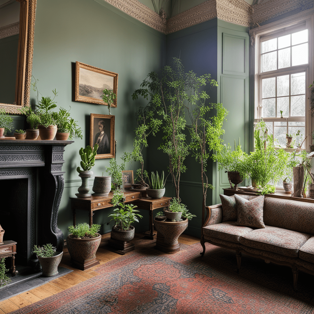 Drawing room with some plants.