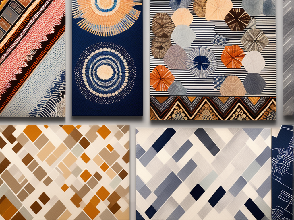 Collage of different area rugs with various patterns and prints, illustrating the diverse options available for making a bold statement in your living room.