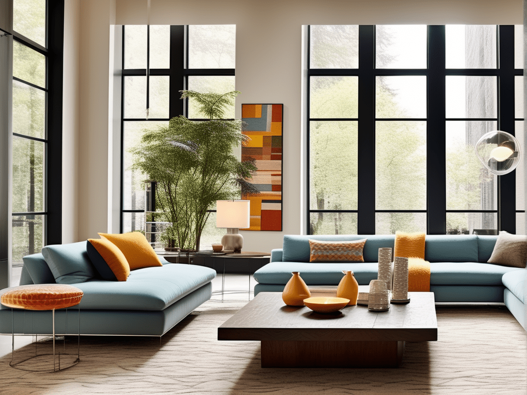 A living room with creatively layered rugs, showcasing how this technique adds depth and personality to the space, creating a visually interesting and cozy atmosphere.