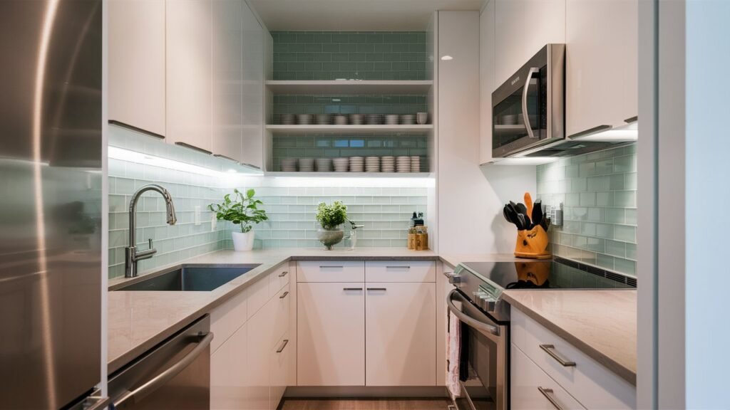 A variety of compact appliances including a slimline dishwasher, a narrow refrigerator, and a combination microwave oven, all designed to fit small kitchens without compromising functionality. These budget-friendly and energy-efficient appliances are ideal for maximizing space and savings.






