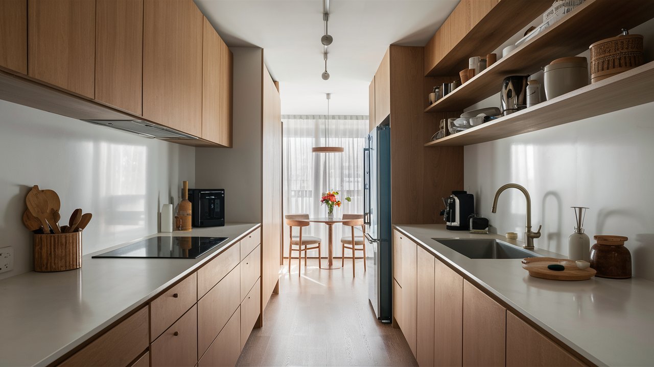 A sleek, modern kitchen with stainless steel appliances, a neutral color palette, and timeless design elements. The space exudes elegance with its polished, streamlined look, combining luxury materials and minimalist design to create a functional yet stylish environment.